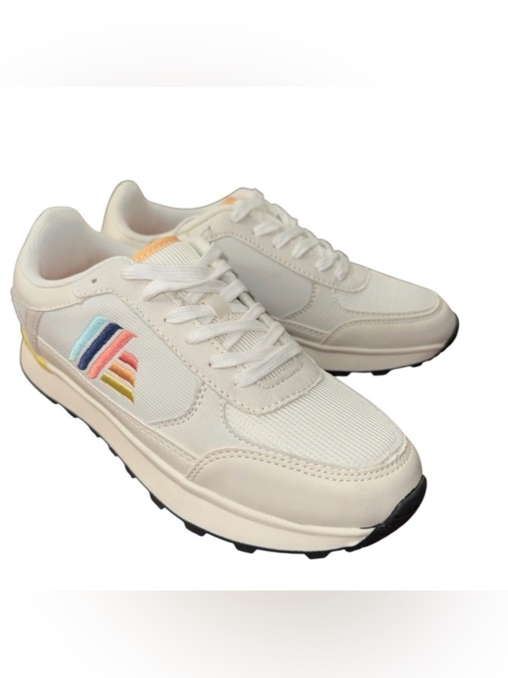 NWT Aldi Gear Women’s White Rainbow Stripe Sneakers Size 8